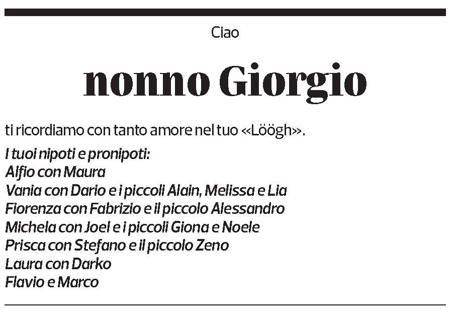 Annuncio funebre Giorgio Bellotti