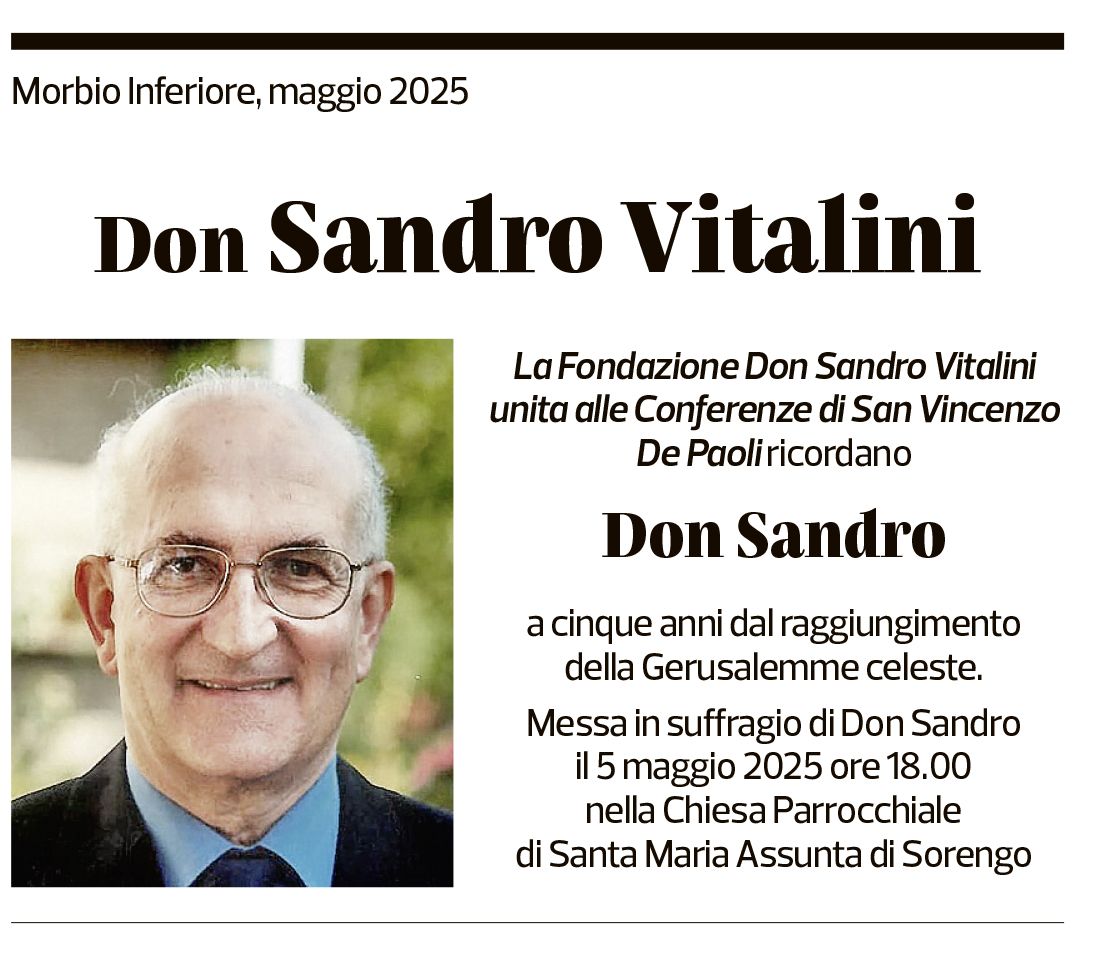 Annuncio funebre Sandro Vitalini