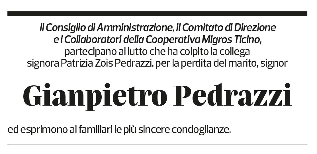 Annuncio funebre Gianpietro Pedrazzi