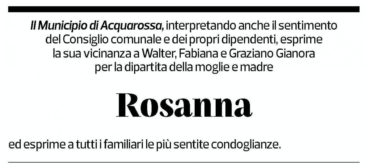 Annuncio funebre Rosanna Gianora