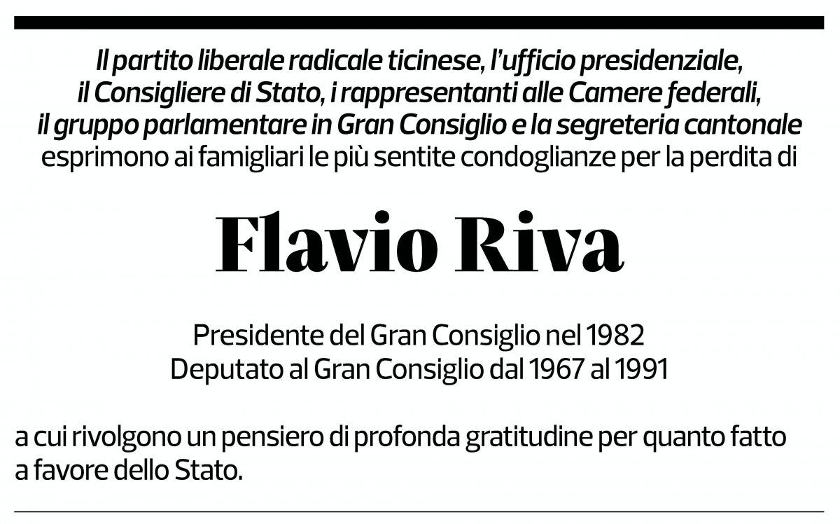 Annuncio funebre Flavio Riva