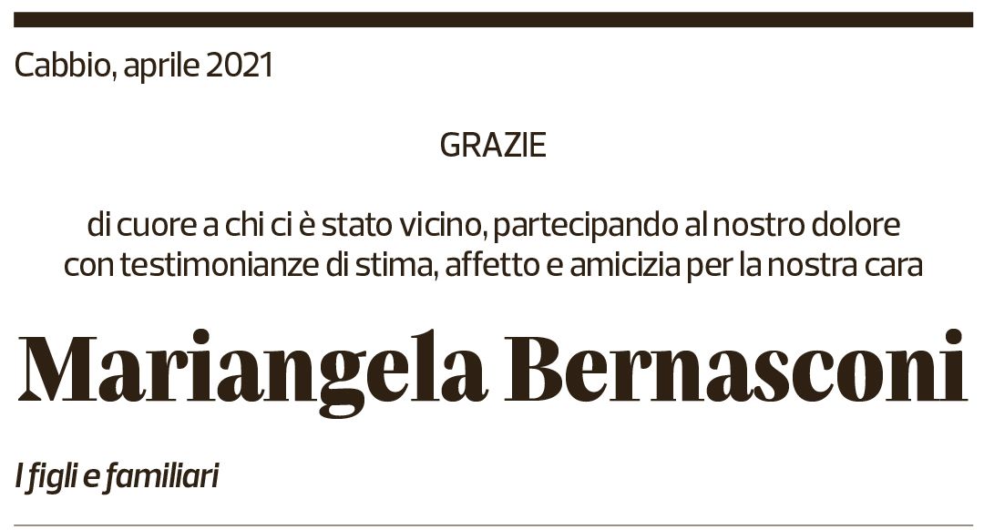 Annuncio funebre Mariangela Bernasconi