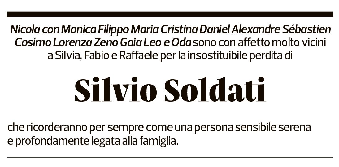 Annuncio funebre Silvio Soldati