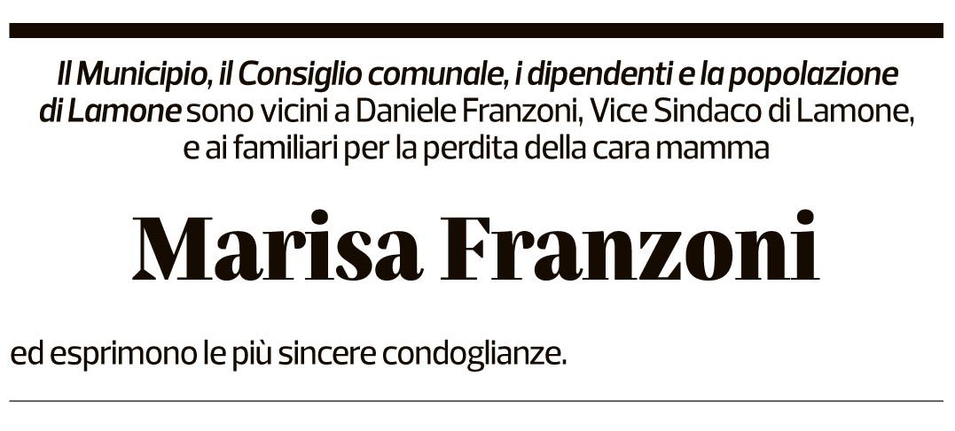 Annuncio funebre Marisa Franzoni