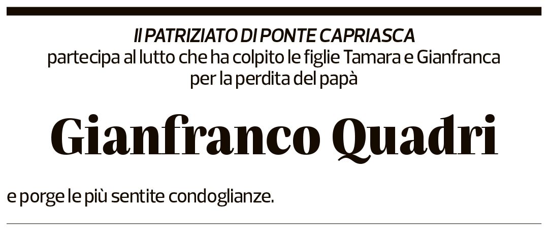 Annuncio funebre Gianfranco Quadri