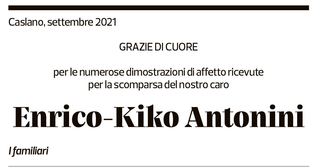 Annuncio funebre Enrico-kiko Antonini