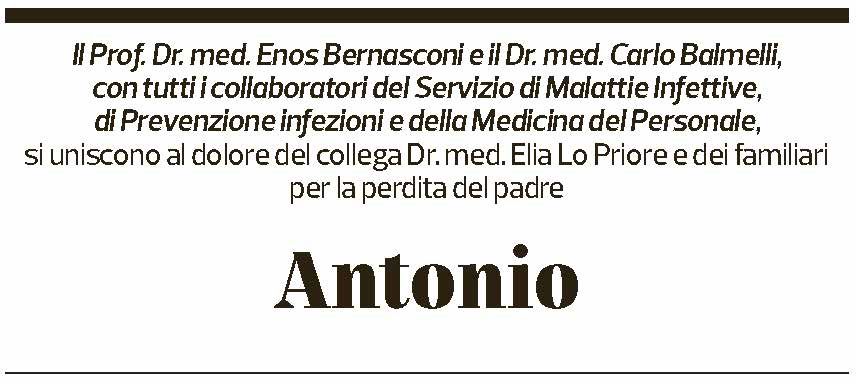 Annuncio funebre Antonio Lo Priore