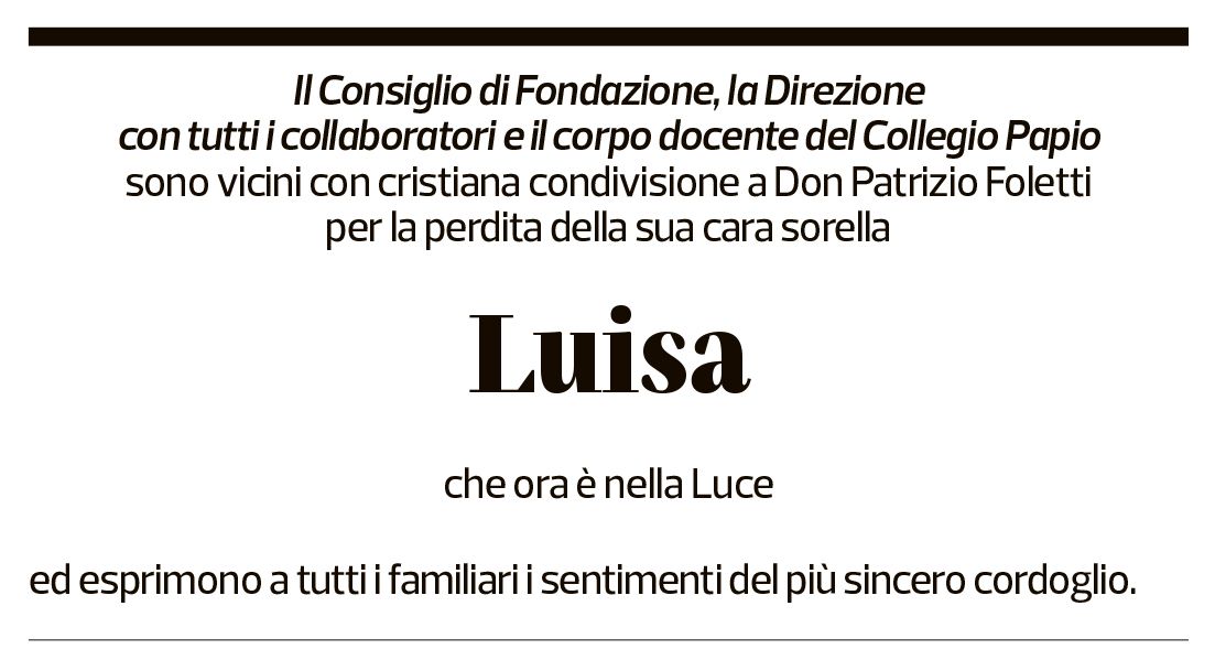 Annuncio funebre Luisa Foletti Mini