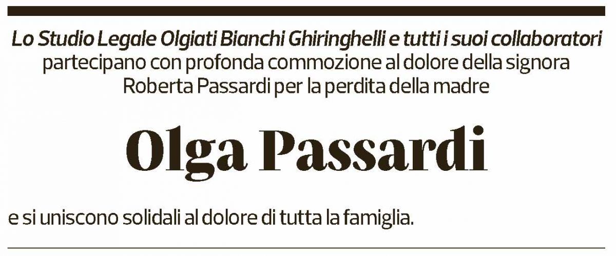 Annuncio funebre Olga Passardi