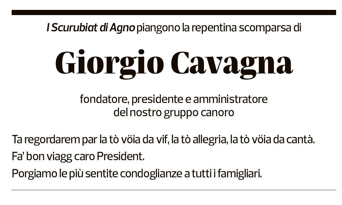 Annuncio funebre Giorgio Cavagna