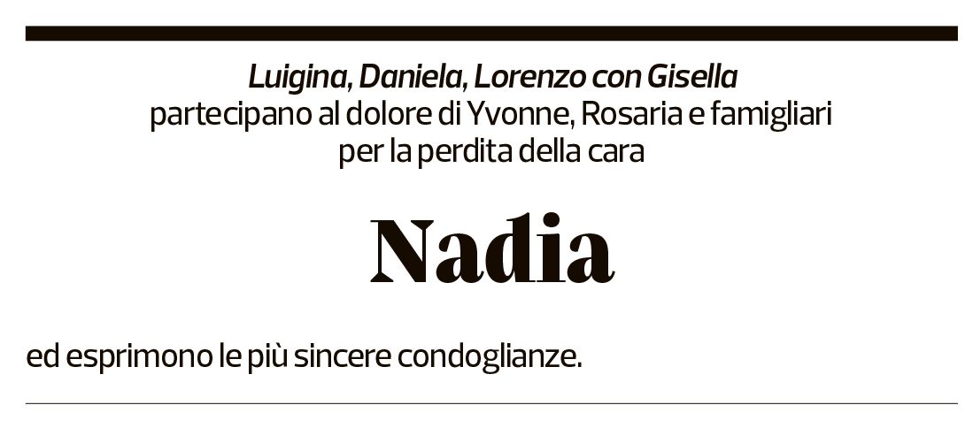 Annuncio funebre Nadia Sablonier