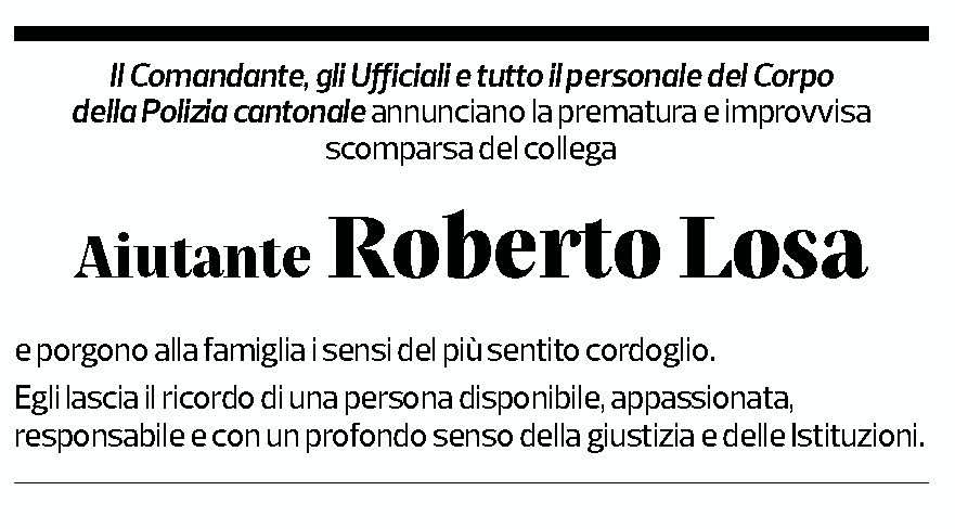 Annuncio funebre Roberto Losa