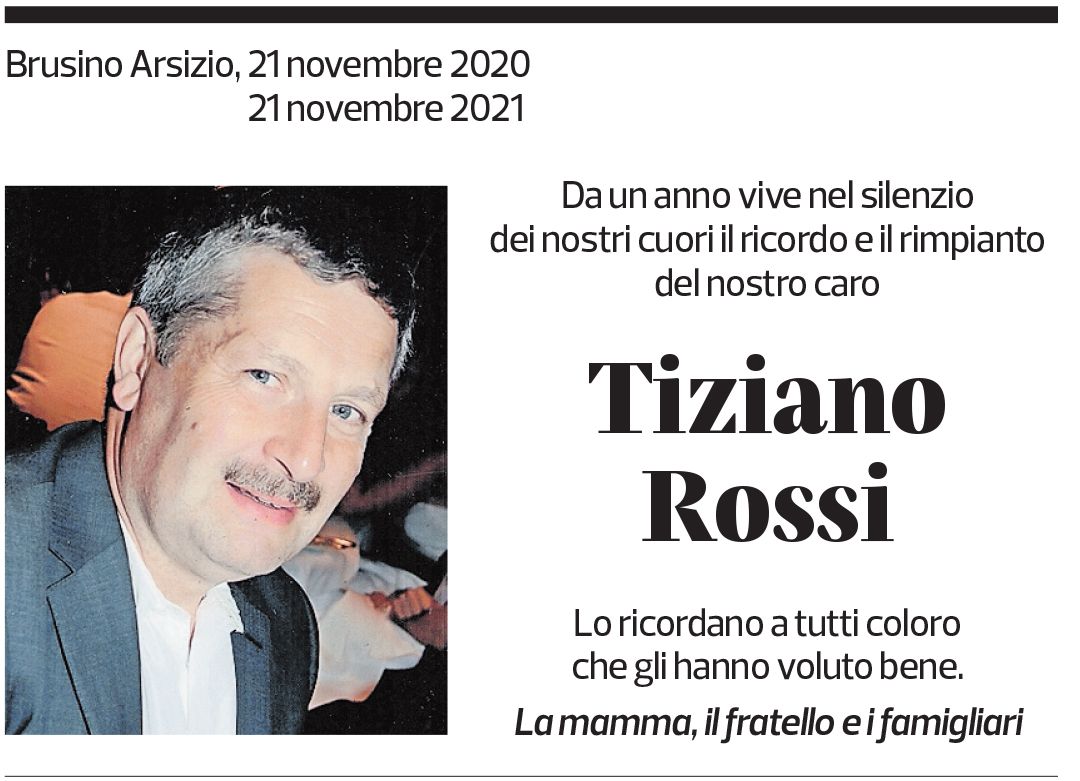 Annuncio funebre Tiziano Rossi