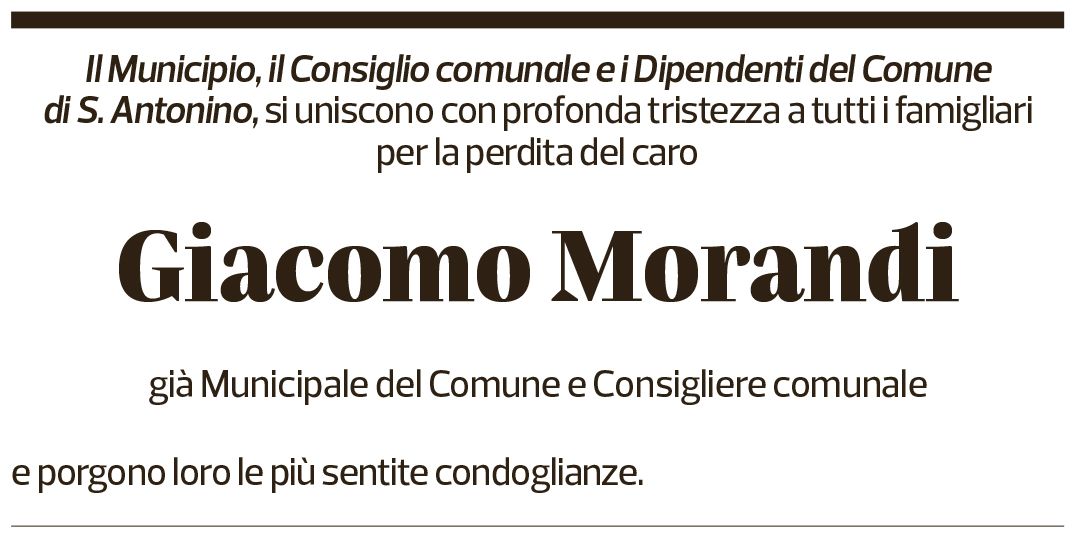 Annuncio funebre Giacomo Morandi