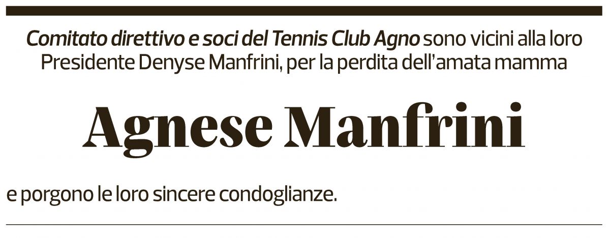 Annuncio funebre Agnese Manfrini