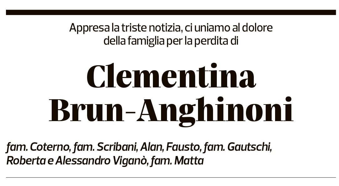 Annuncio funebre Clementina Brun-anghinoni