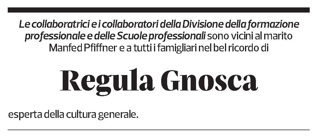 Annuncio funebre Regula Gnosca