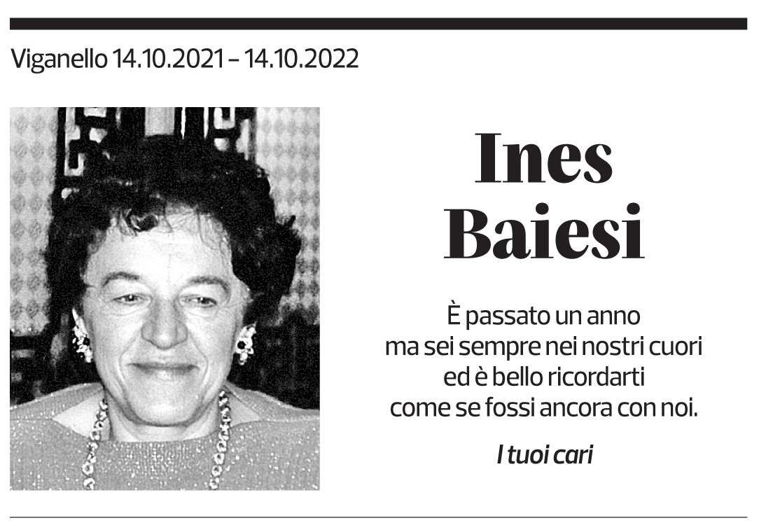 Annuncio funebre Ines Baiesi