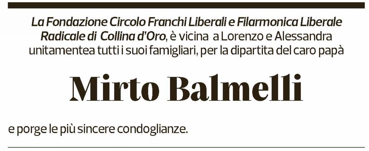 Annuncio funebre Mirto Balmelli