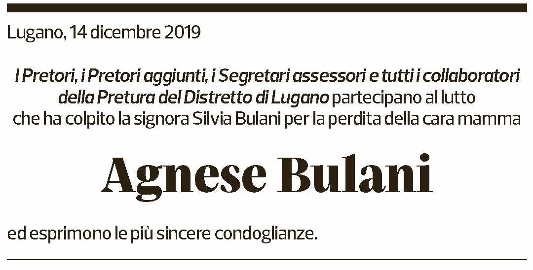 Annuncio funebre Agnese Bulani