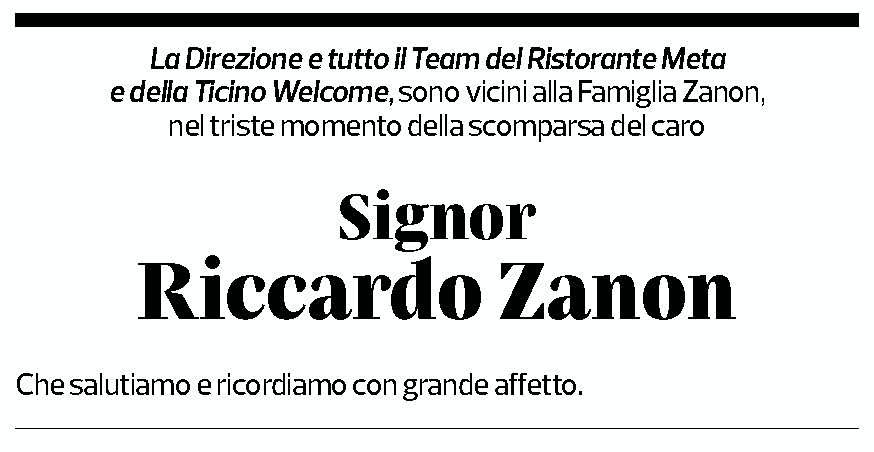 Annuncio funebre Riccardo Zanon
