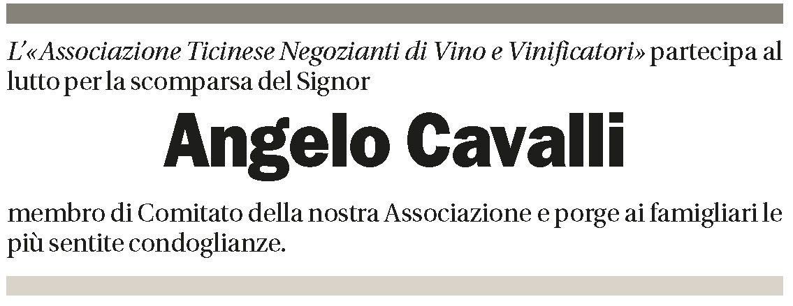 Annuncio funebre Angelo Cavalli