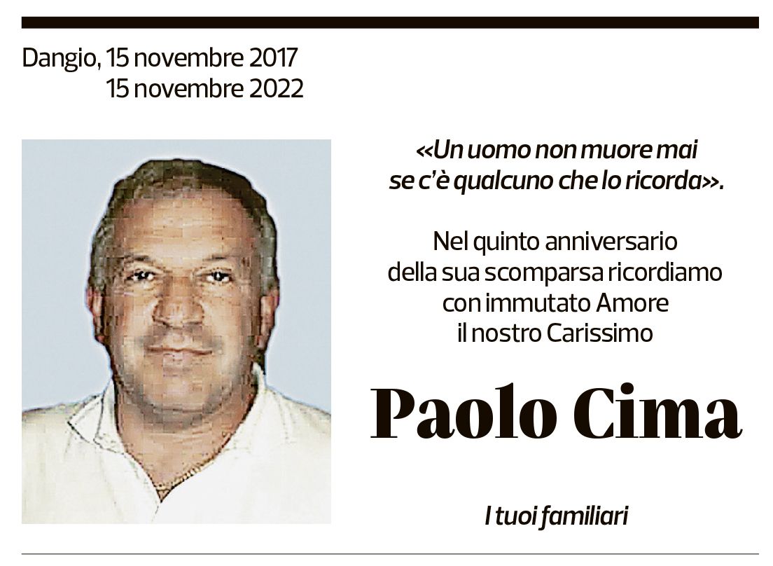 Annuncio funebre Paolo Cima