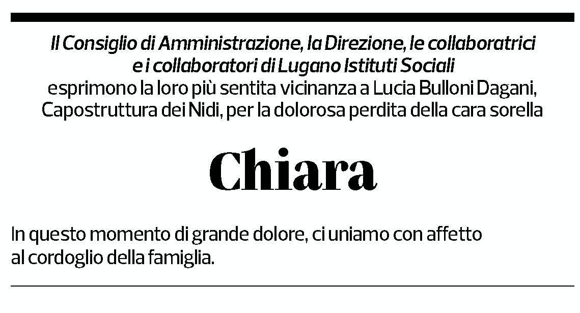 Annuncio funebre Chiara Bulloni