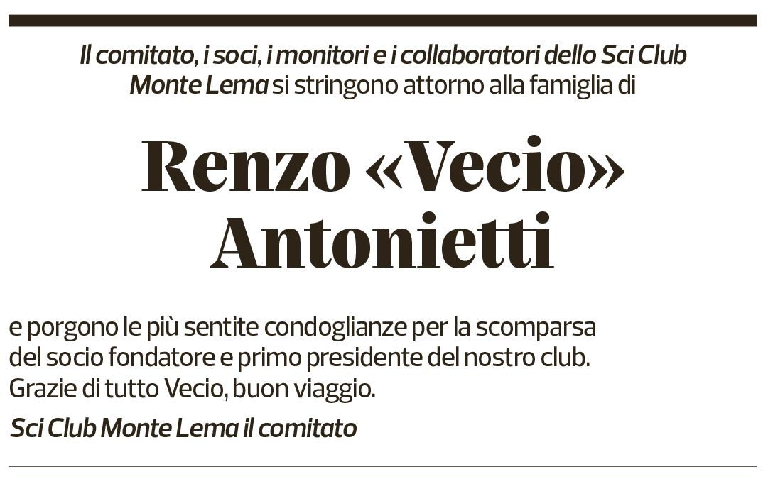 Annuncio funebre Renzo Antonietti