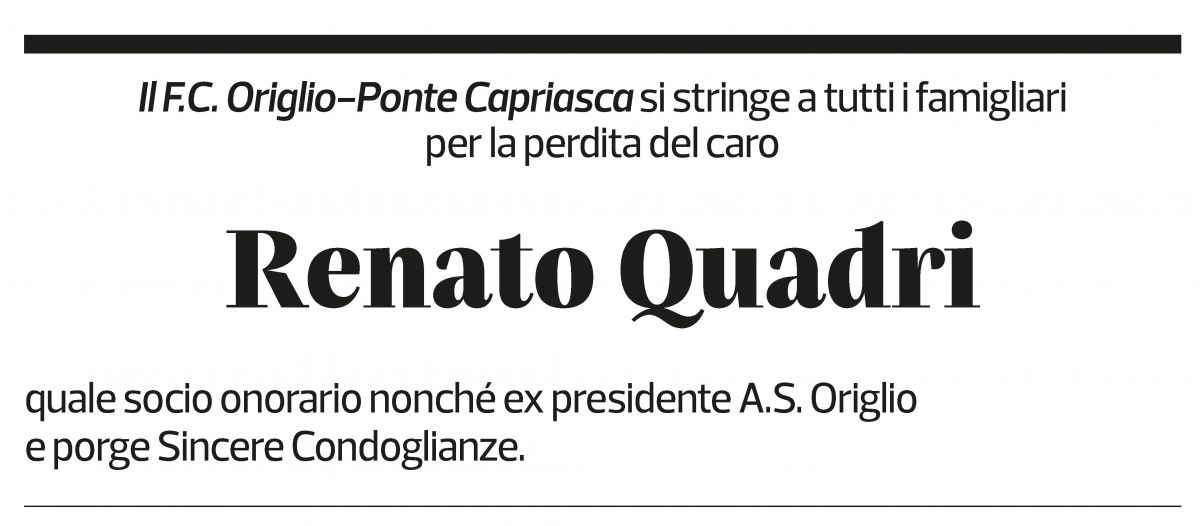 Annuncio funebre Renato Quadri