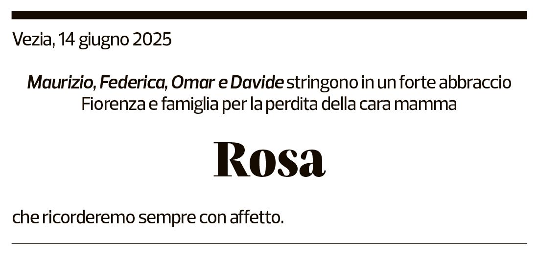 Annuncio funebre Rosa Pianezzi