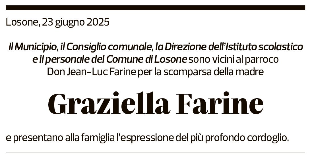 Annuncio funebre Graziella Farine