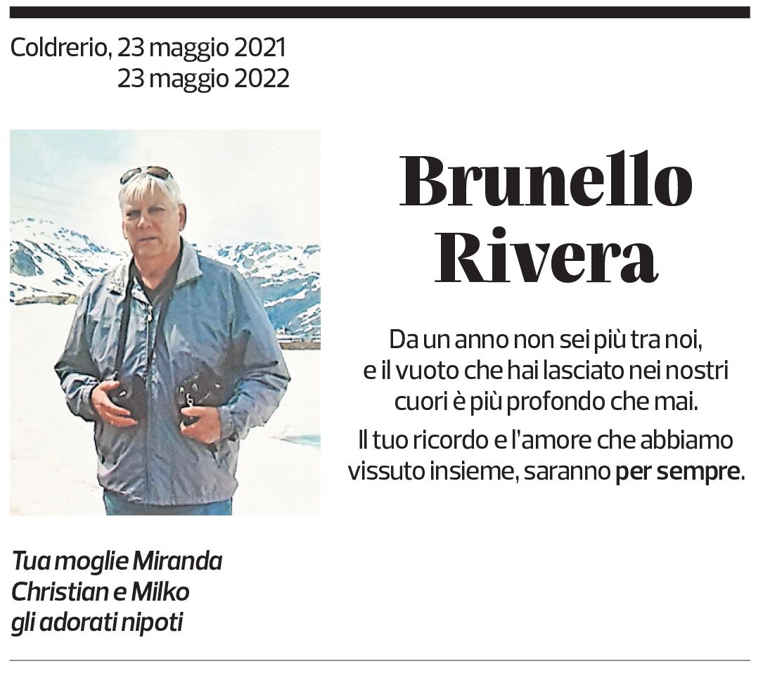 Annuncio funebre Brunello Rivera