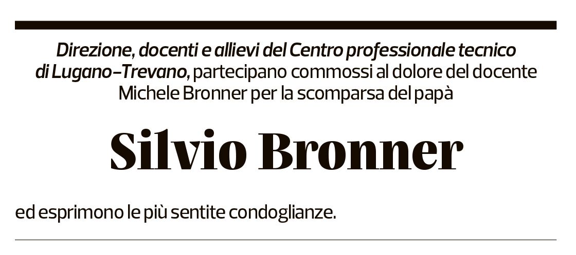 Annuncio funebre Silvio Bronner