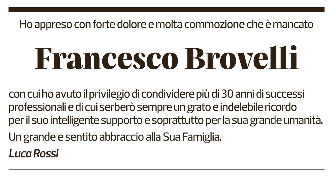 Annuncio funebre Francesco Brovelli