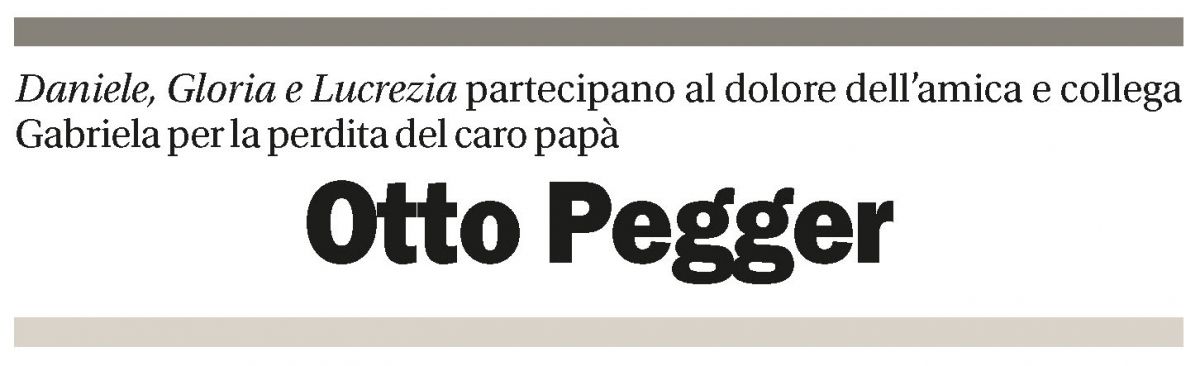 Annuncio funebre Otto Pegger