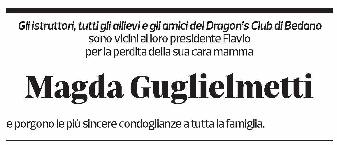 Annuncio funebre Magda Guglielmetti