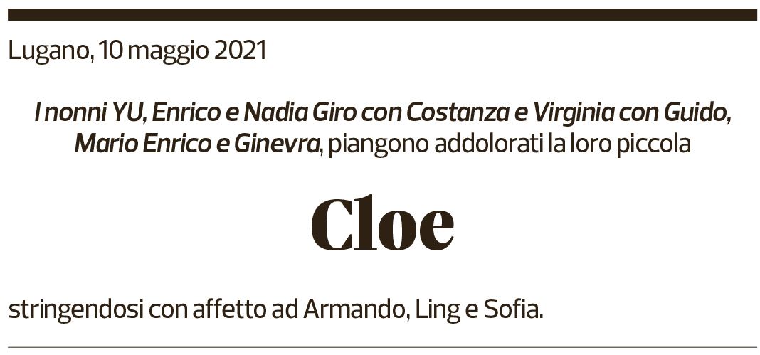 Annuncio funebre Cloe Giro