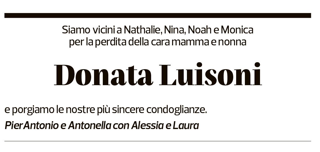 Annuncio funebre Donata Luisoni