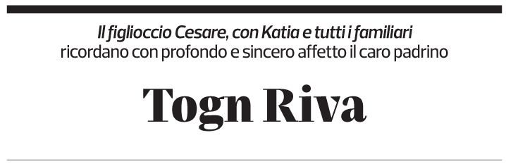 Annuncio funebre Togn Riva