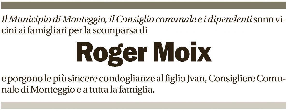 Annuncio funebre Roger Moix