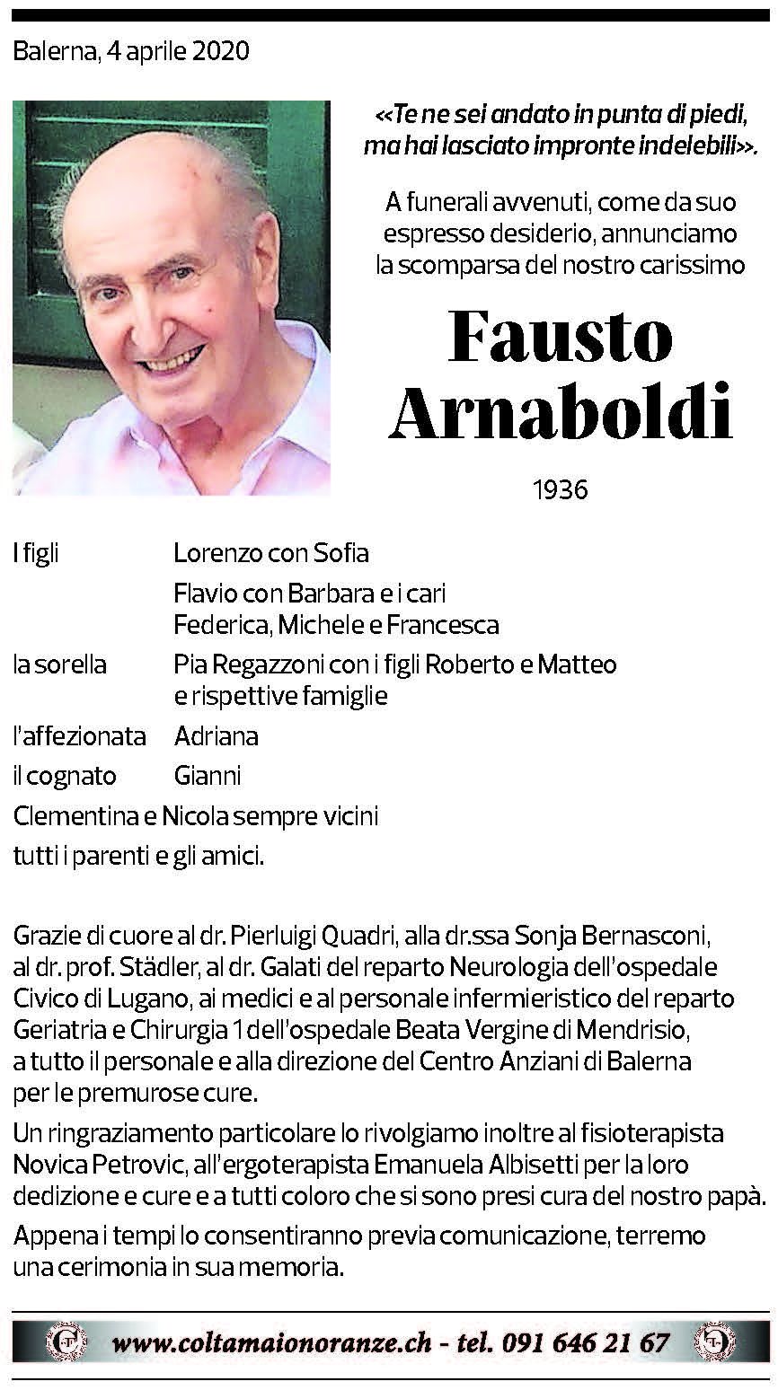 Annuncio funebre Fausto Arnaboldi