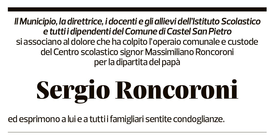 Annuncio funebre Sergio Roncoroni
