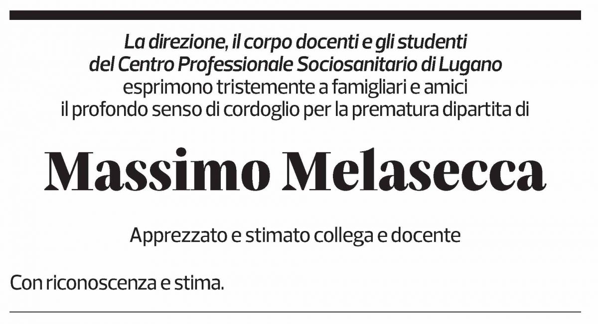 Annuncio funebre Massimo Melasecca