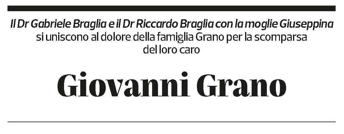 Annuncio funebre Giovanni Grano