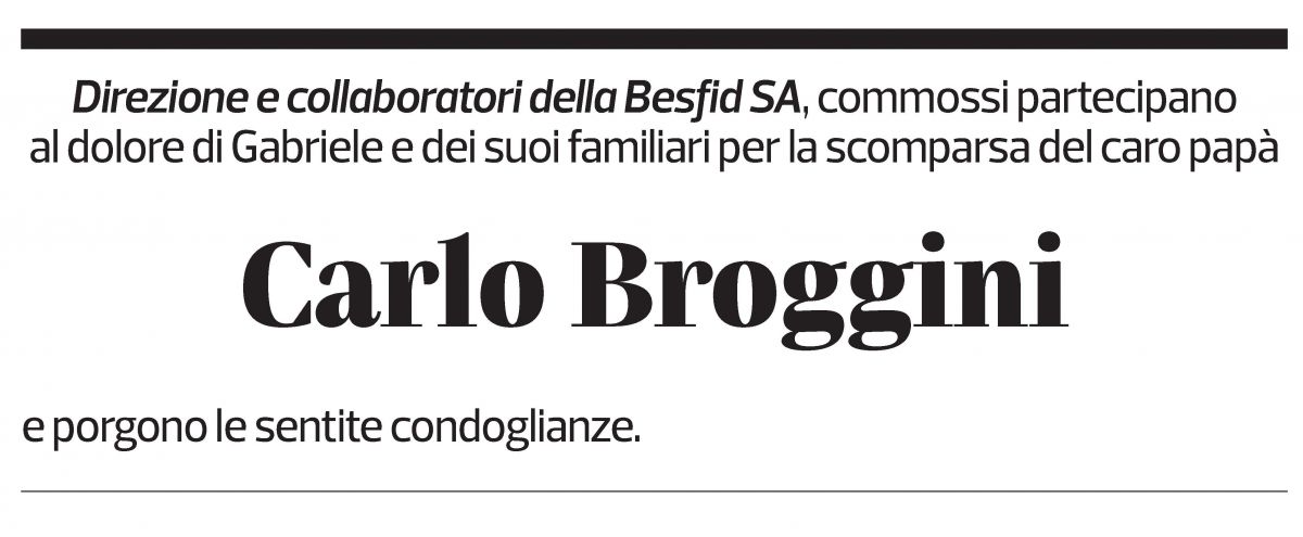 Annuncio funebre Carlo Broggini