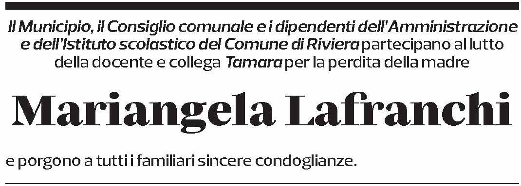 Annuncio funebre Mariangela Lafranchi
