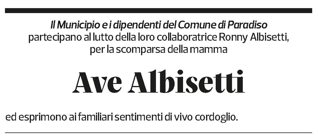 Annuncio funebre Ave Albisetti