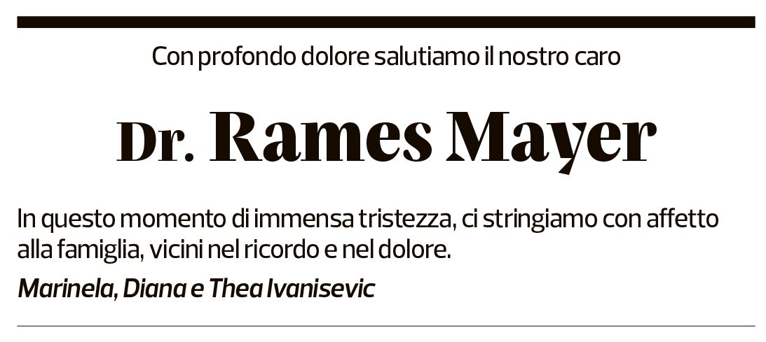 Annuncio funebre Rames Mayer