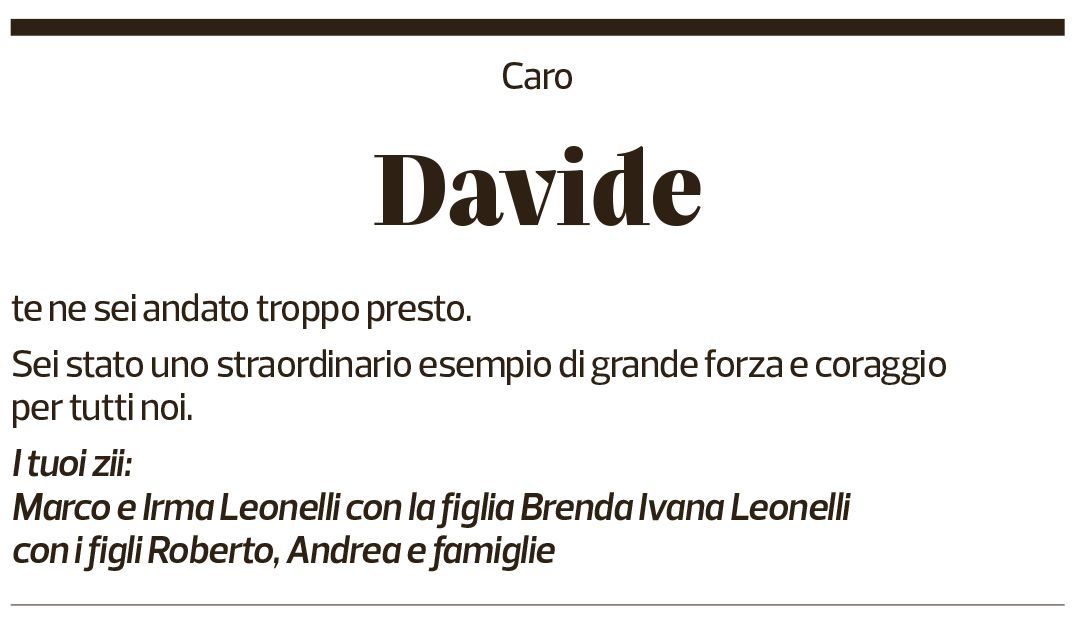 Annuncio funebre Davide Leonelli